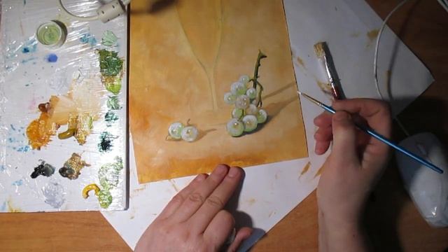 Виноград и бокал вина!Натюрморт.(подробно часть 2) смотреть онлайн