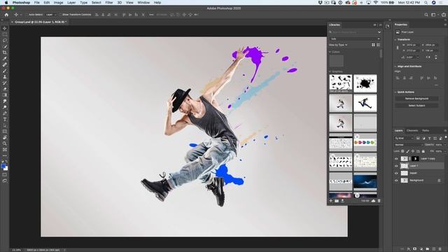 Make a paint splatter effect with custom brushes in Photoshop смотреть онлайн