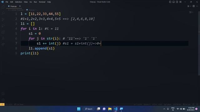 How to sum the digits of a number in given list | Python | Telugu | Quest. смотреть онлайн