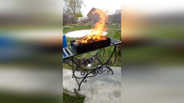 Изготовил себе мангал. Первая проба. смотреть онлайн