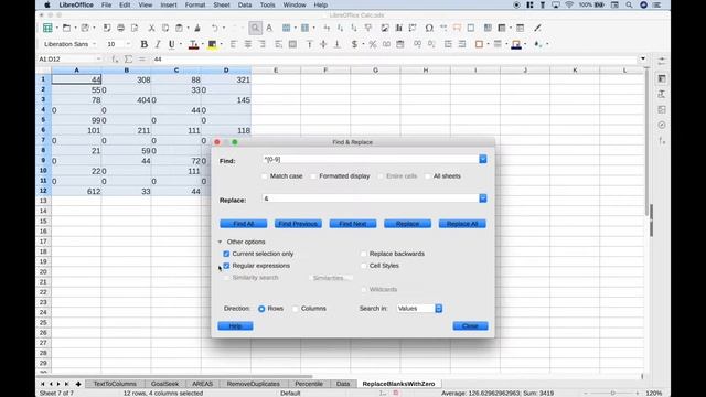Spreadsheet LibreOffice Calc Replace Blanks With Zeros