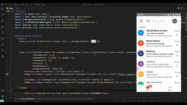 Gmail App UI Clone in React Native смотреть онлайн