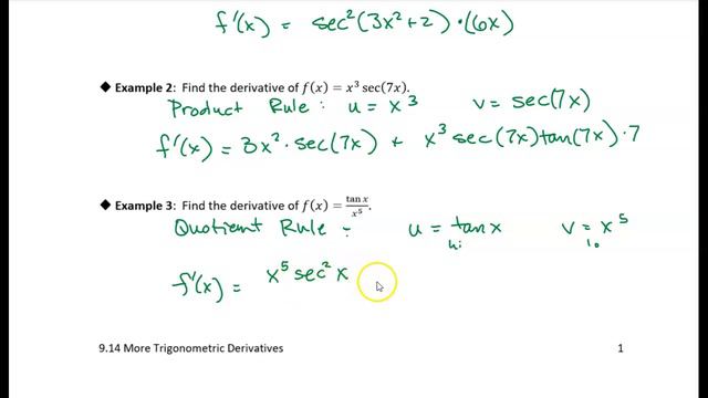 9.14 More Trigonometric Derivatives: Example 3 смотреть онлайн