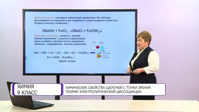 Химия. 9 класс. Химические свойства щелочей с точки зрения теории электролитической диссоциации смотреть онлайн