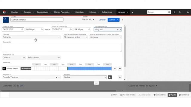 llamadas en SugarCRM смотреть онлайн