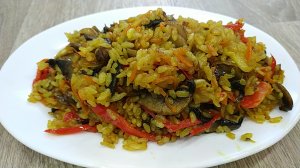 Плов Без Мяса с Грибами?Вкусный ужин без грамма мяса !!!Rice Pilaf With Mushrooms Recipe.mp4