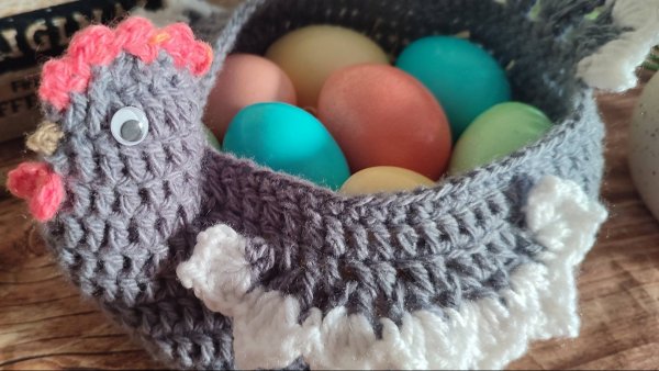 "КУРОЧКА" КОРЗИНКА КРЮЧКОМ. МК. ВЯЗАНИЕ КРЮЧКОМ.