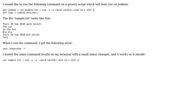 Unix & Linux: How to resolve the "sed: unmatched '/'" error? смотреть онлайн