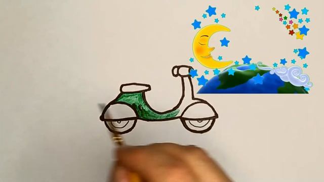 how to draw a scooter fast| как нарисовать скутер быстро смотреть онлайн