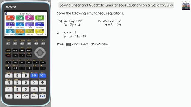 Solving Linear & Quadratic Simultaneous Equations On A Casio fx-CG50 Graphical Calculator | Graphin смотреть онлайн
