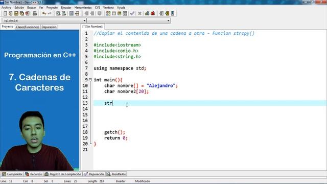 42. Programación en C++ || Cadenas || Copiar el contenido de una cadena a otra - Funcion strcpy смотреть онлайн