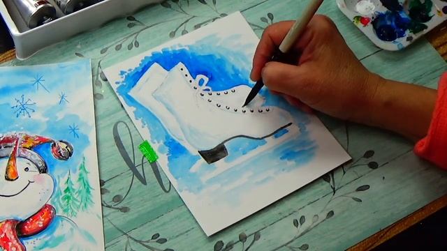 Рисуем новогодние фигурные коньки смотреть онлайн