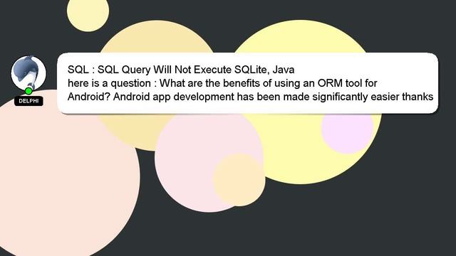 SQL : SQL Query Will Not Execute SQLite, Java смотреть онлайн