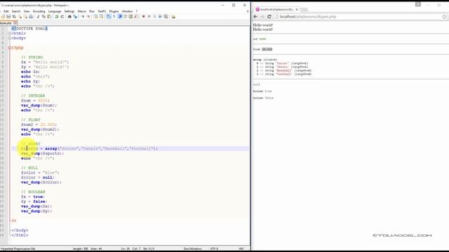 PHP Data Types | Tutorial смотреть онлайн