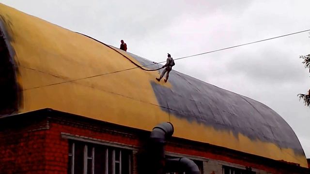 Утепление ангара пенополиуретаном 50 мм. 40 кг/м.куб. Гидроизоляция полимочевиной 1,5 мм. смотреть онлайн