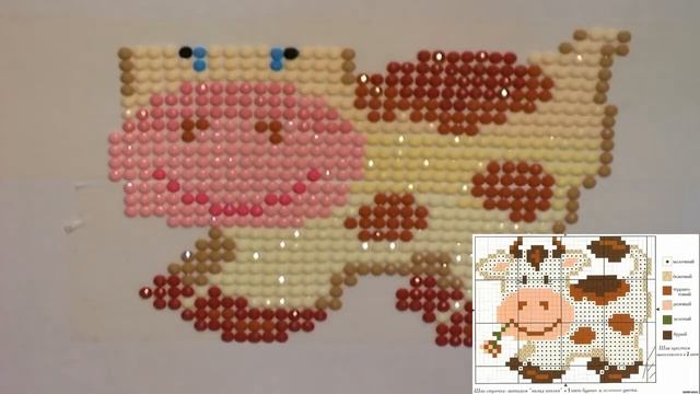 Елочная игрушка "Бычок" из остатков алмазной мозаики смотреть онлайн