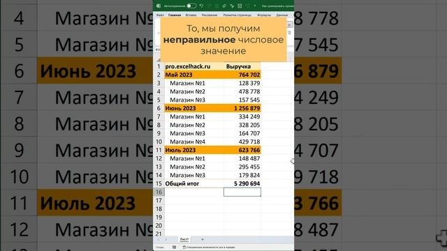 Сумма по столбцу с промежуточными итогами