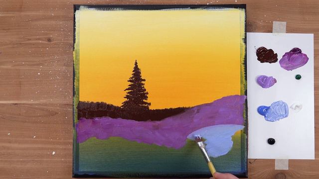 Painting a Purple Forest / Easy Acrylic Painting Technique смотреть онлайн