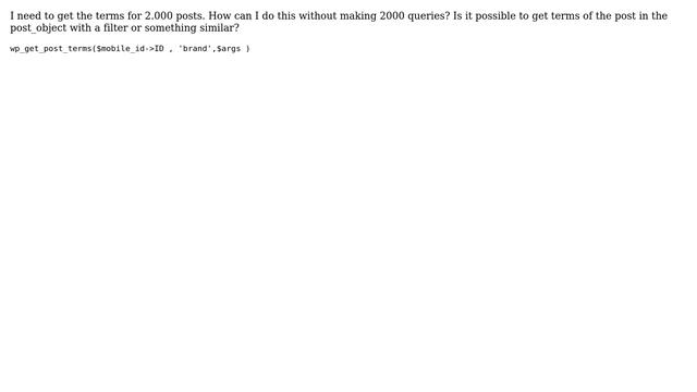 Wordpress: Get terms of the posts with one query смотреть онлайн