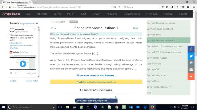 How do you read property files using Spring?
| javapedia.net смотреть онлайн