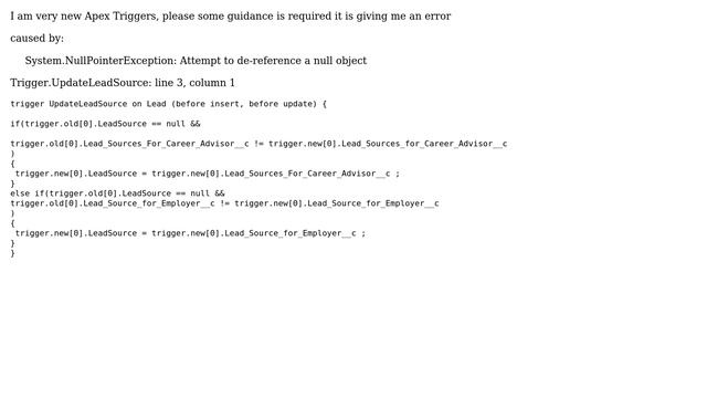 Salesforce: System.NullPointerException on trigger.old (2 Solutions!!) смотреть онлайн