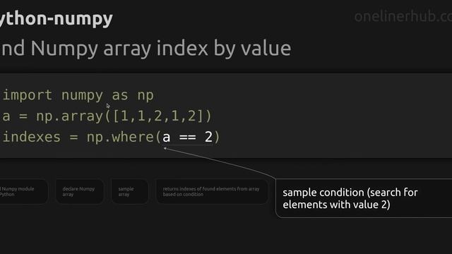 Find Numpy array index by value смотреть онлайн