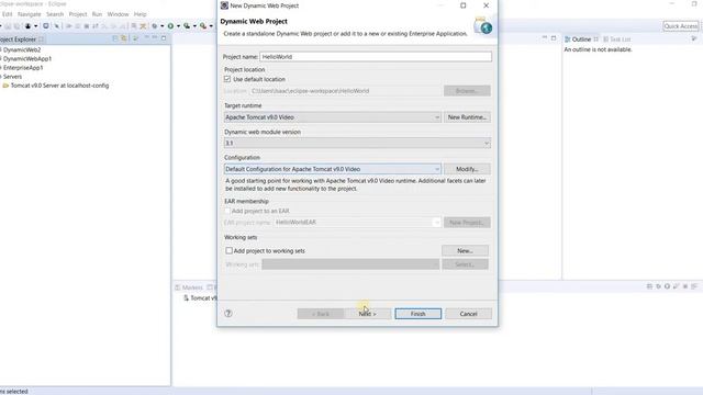 Java Web Development- Create Hello World Dynamic Web Project with Tomcat смотреть онлайн