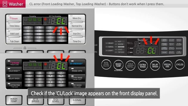 [LG Front Load/Top Load Washer] - CL error or Child Lock Error code appears on display смотреть онлайн