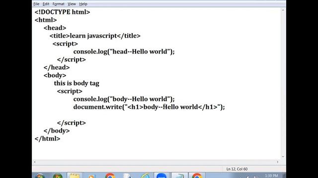 How to display Hello world message In java-script смотреть онлайн