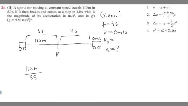 A sports car moving at constant speed travels 110m in 5.0s it then brakes and comes to stop in 4.0s смотреть онлайн
