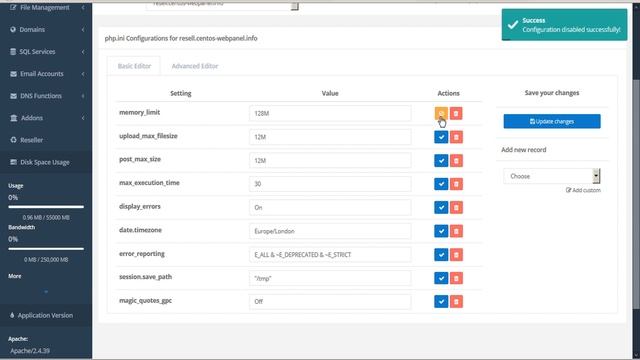 CWP - User Panel: Edit php.ini tutorial смотреть онлайн