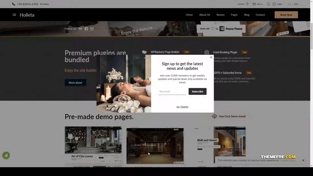 Holleta - Hotel Booking WordPress motel hotel Website Builder смотреть онлайн