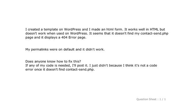HTML : Wordpress contact form (404 not found) смотреть онлайн