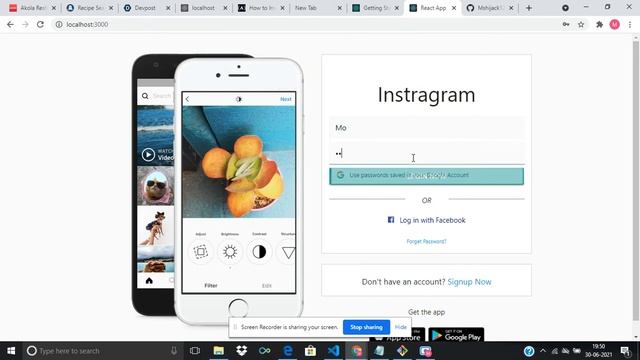 instragram ui in react js смотреть онлайн
