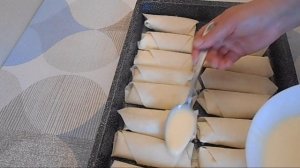 Трубочки (рулетики)из теста фило(юфка) с творогом.