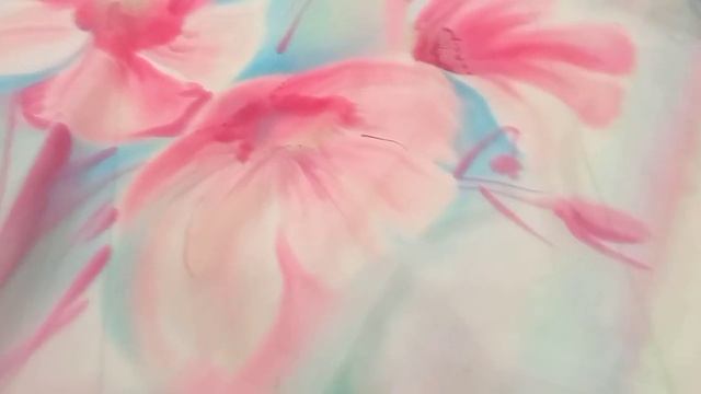 Новые работы с мастер-классов. Запаренный платок #батик с Ангелом и акварельная #росписьшелка