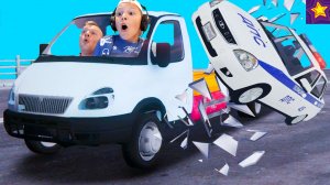 Полицейская ЛАДА ПРИОРА против Эвакуатора ГАЗЕЛЬ ТЕСТ на ПРОЧНОСТЬ от Игорюшины Игруши