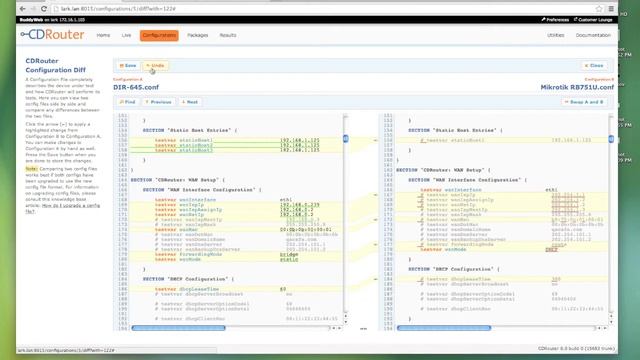 CDRouter Configuration Diff Tool смотреть онлайн