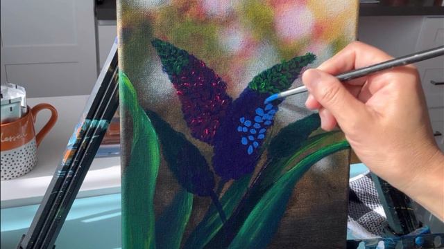 Flower painting for beginners / Acrylic painting tutorial / Bokeh background @helloart8 смотреть онлайн