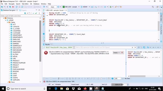 WHERE vs HAVING clause in DB2 Database смотреть онлайн