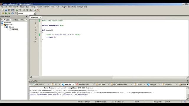 C++ Урок 1. Hello world! смотреть онлайн