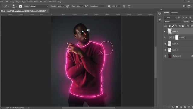 How to Create Glowing Lines on Portrait Image - Photoshop Easy Tutorial смотреть онлайн