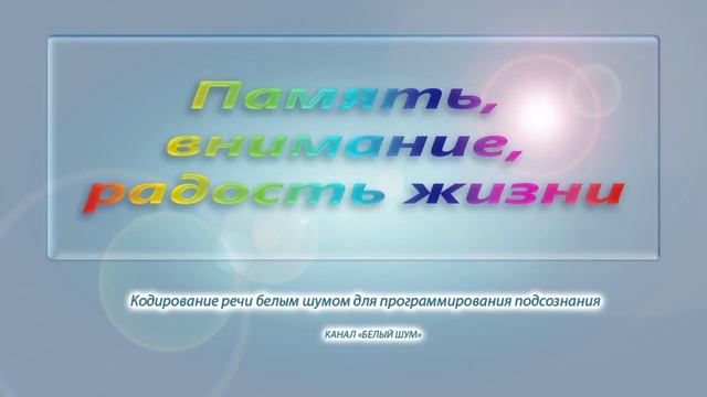 БЕЛЫЙ ШУМ. ПАМЯТЬ, ВНИМАНИЕ, РАДОСТЬ ЖИЗНИ. смотреть онлайн