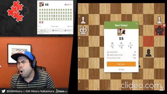 GM Hikaru Nakamura and his 55 in 5 minute Puzzle Rush смотреть онлайн