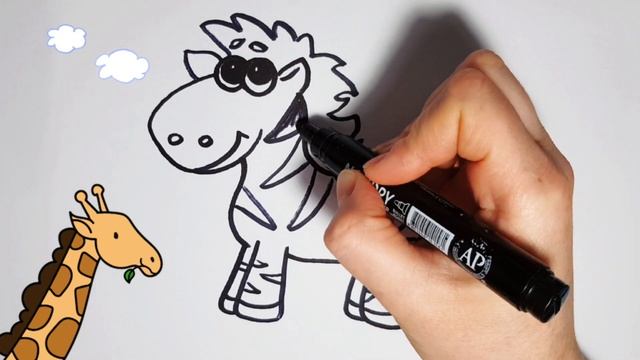 How to draw cute zebra for kids | Como dibujar linda cebra para niñas