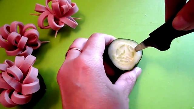 Цветы из колбасы! Flowers of the sausage! Украшения из колбасы! Decoration of sausage! смотреть онлайн