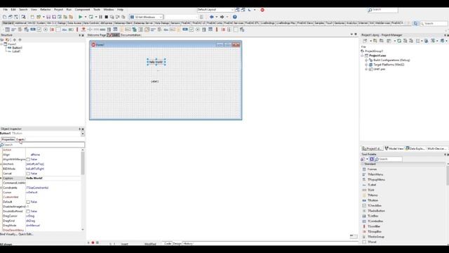 Hello World (Привет Мир) в среде разработки программного обеспечения Delphi (Делфи)