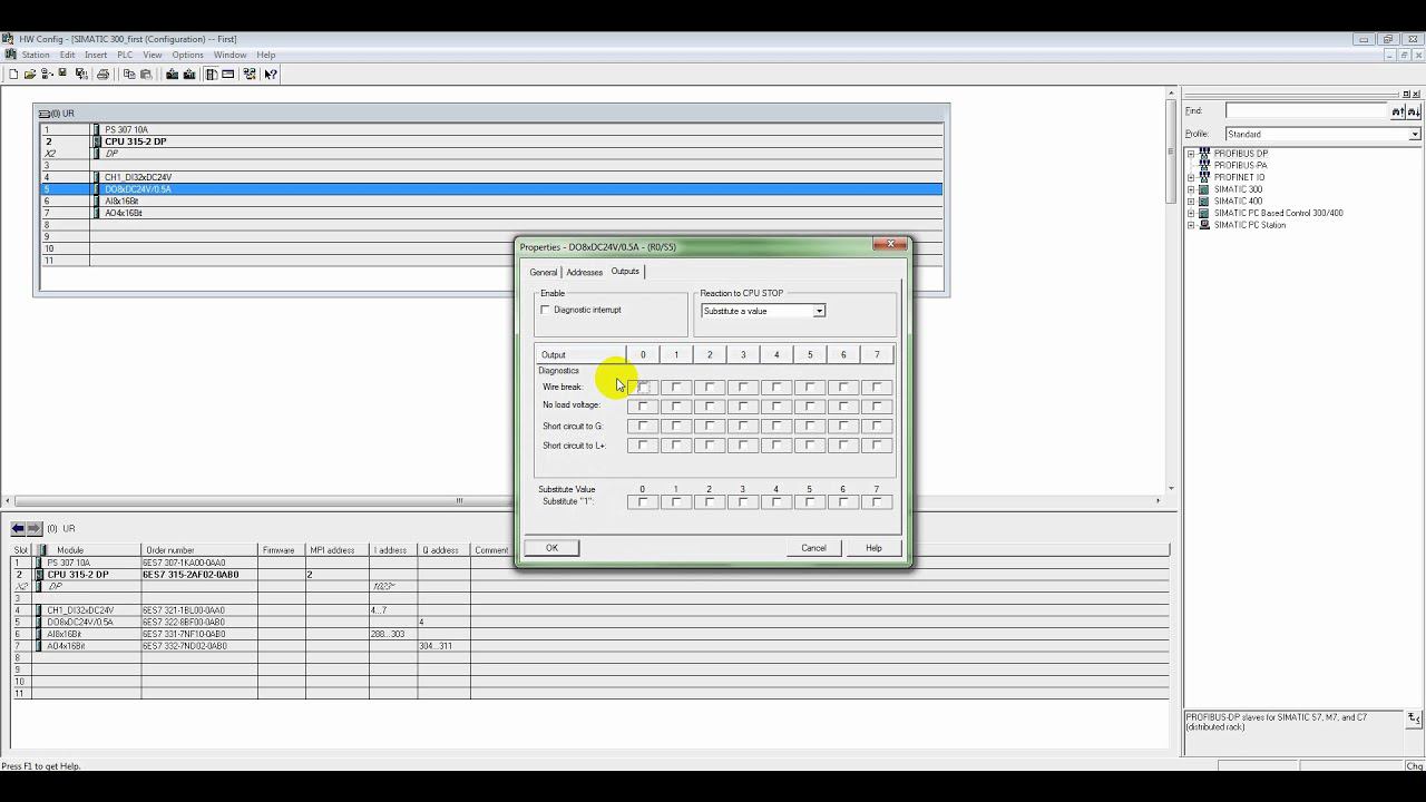Simatic manager. S7-300. Настройки Hardware (конфигурация оборудования) смотреть онлайн