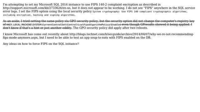 DevOps & SysAdmins: FIPS 140-2 on Windows 2012R2 with SQL 2014 смотреть онлайн