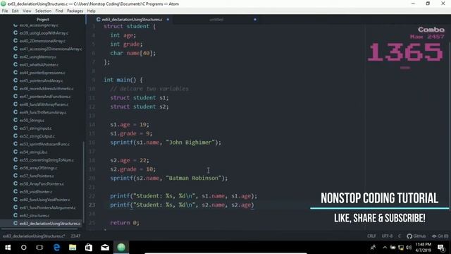 Declaration Using Structures Easiest Way To Learn C With Atom Editor In Windows 10 #65 ►▼◄ смотреть онлайн